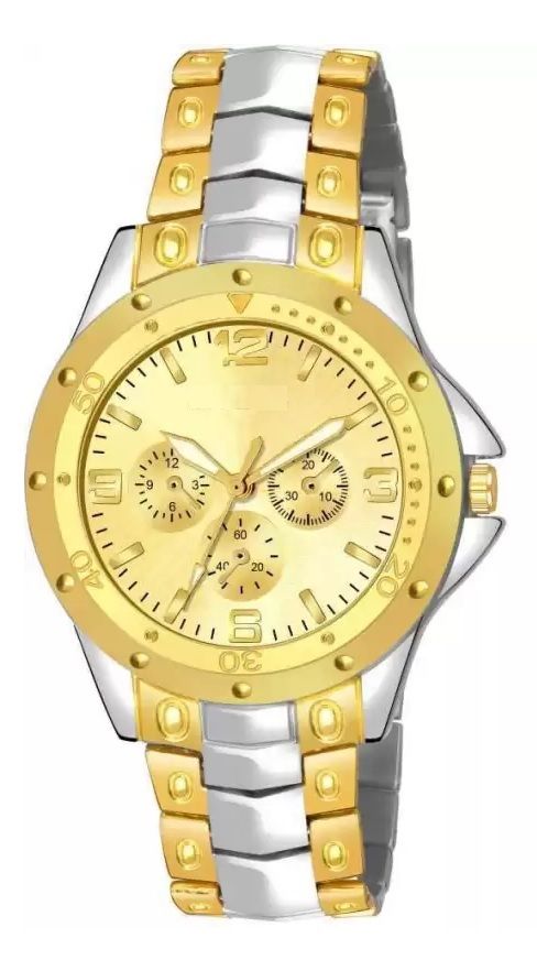 Analogue Gold Dial Watch For Men Elios-Gold-Silver