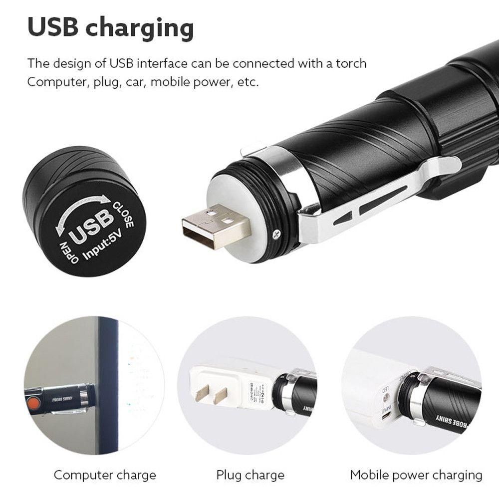 Rechargeable Torch - USB Charge Zoomable LED Torch Light