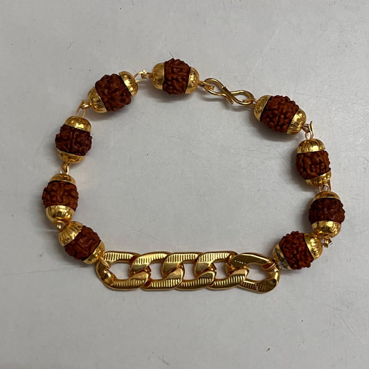 Rudraksh Bracelet with Gold Plated Chain