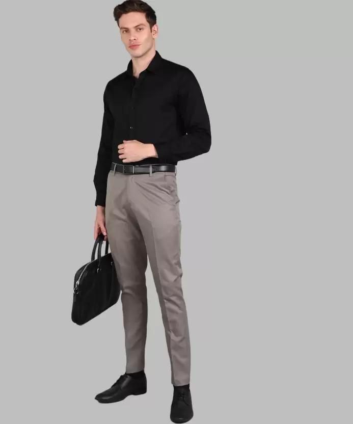 Mens Cotton Stretchable Solid Formal Trouser